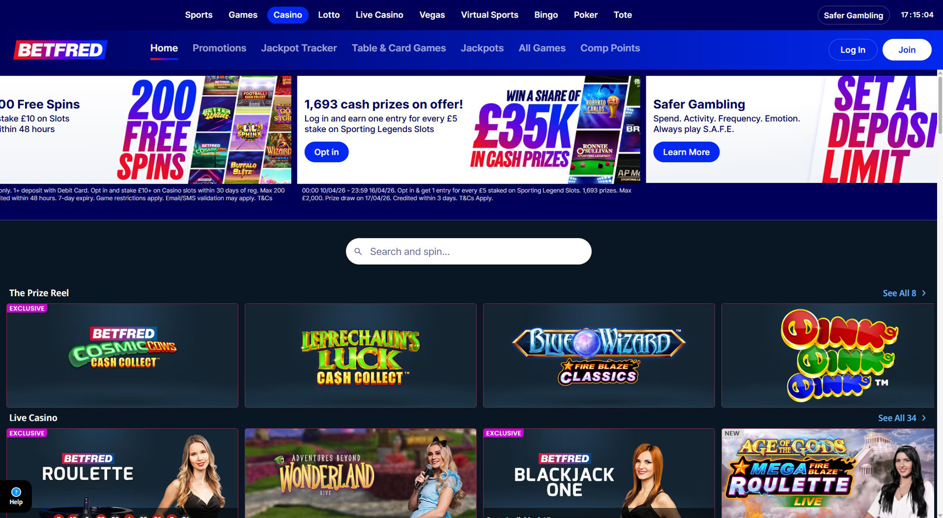 5. Betfred Casino - Mobile Visa Casino Choice