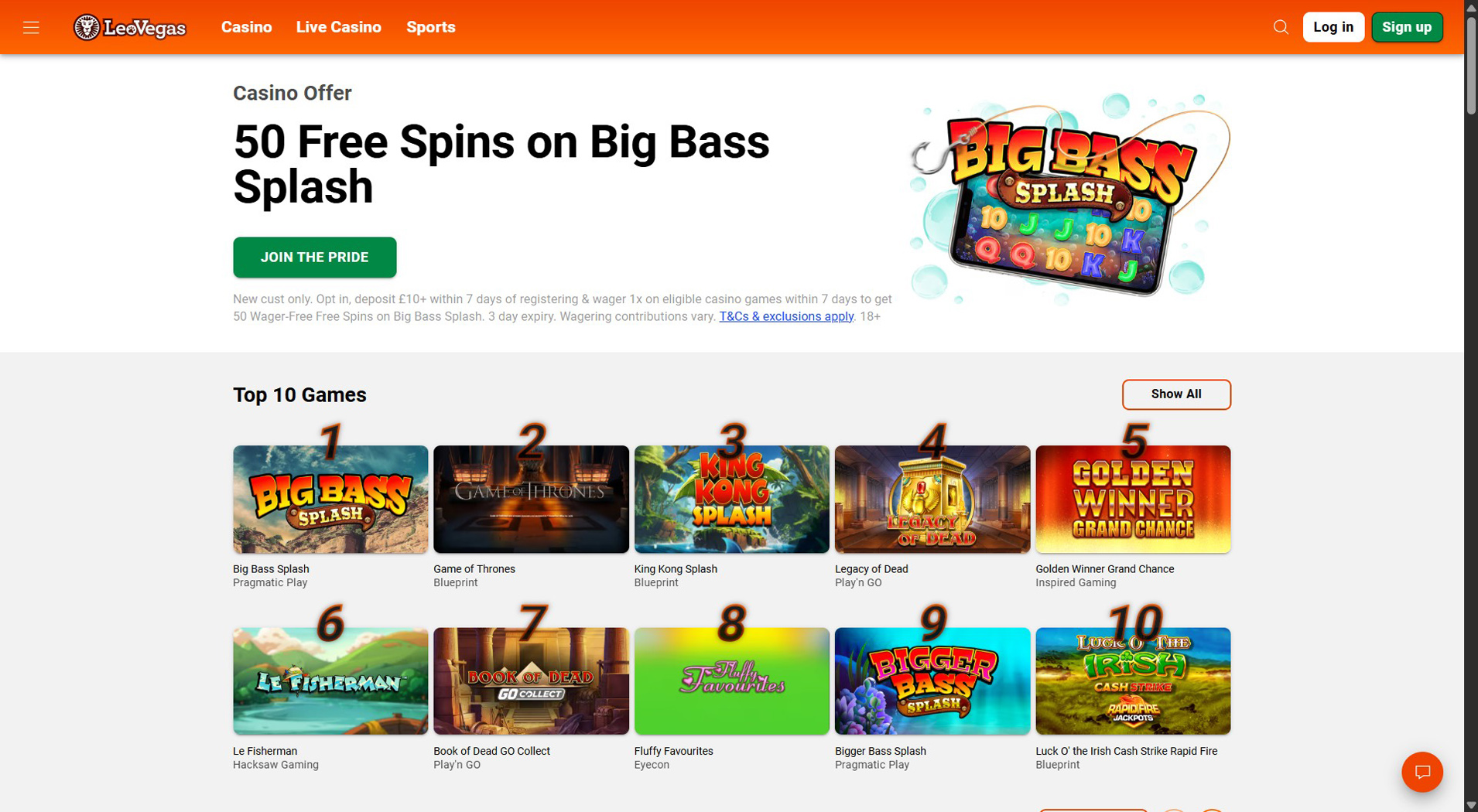 6. LeoVegas - Quick Visa Casino Payouts